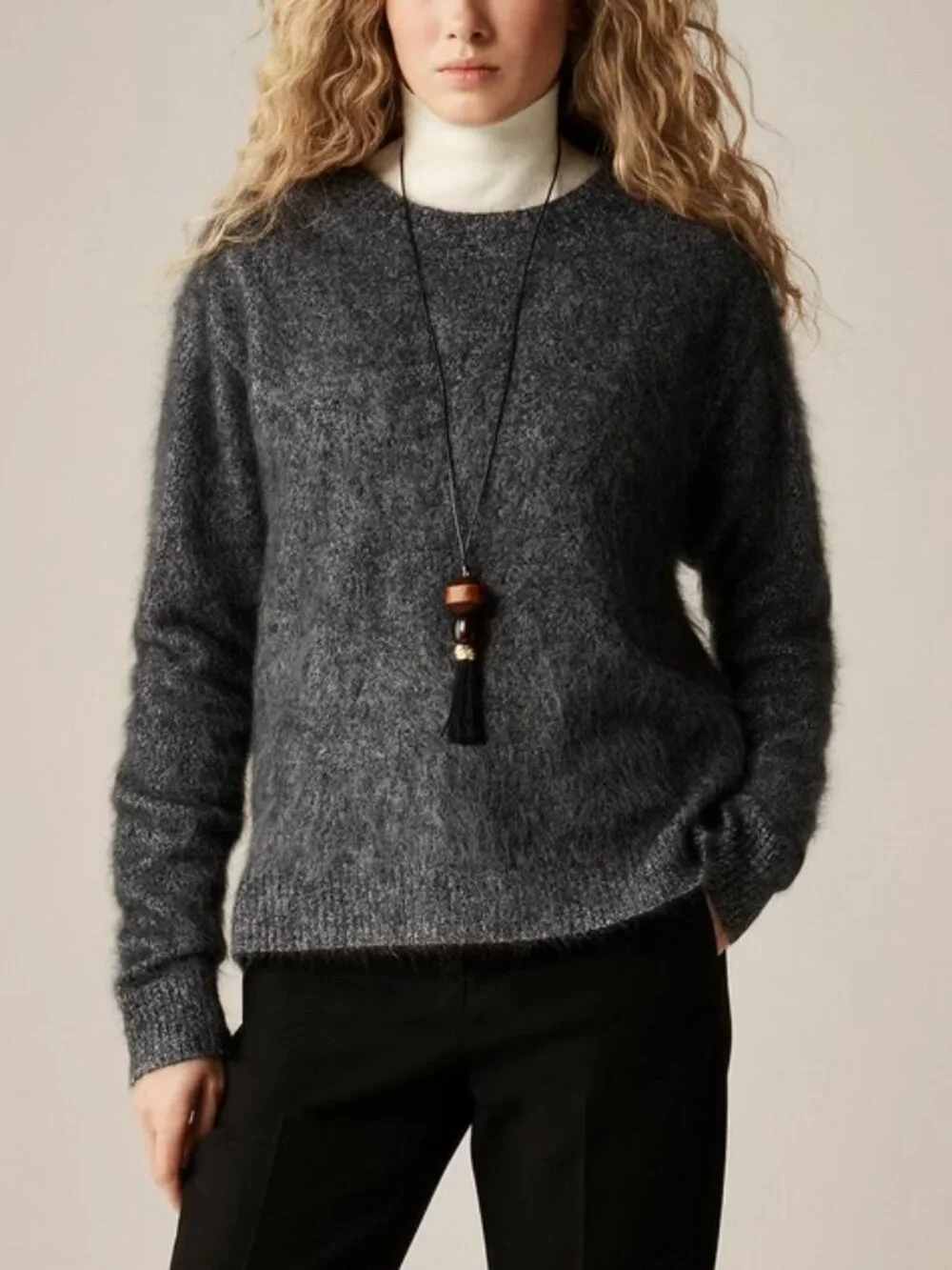 J. Crew Brushed cashmere marled relaxed crewneck sweater M